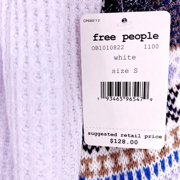 Free People Oversized Boho Babydoll Cozy Cottage Metallic Fair Isle Thermal - Picture 10 of 11